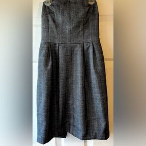 Vintage Express Design Studio Black Gray Herringbone Tweed Strapless Dress Sz 0